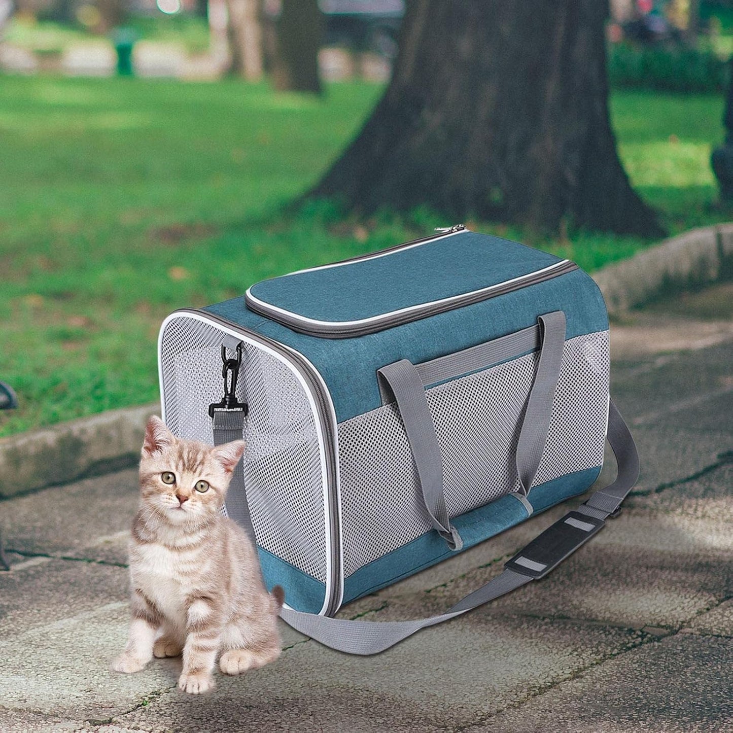 Dog Carriers Purse Carrier Bag Portable Zipper Closure Soft Pouch Handbag Travel Bag for Small Dog Cat Walking (Green)